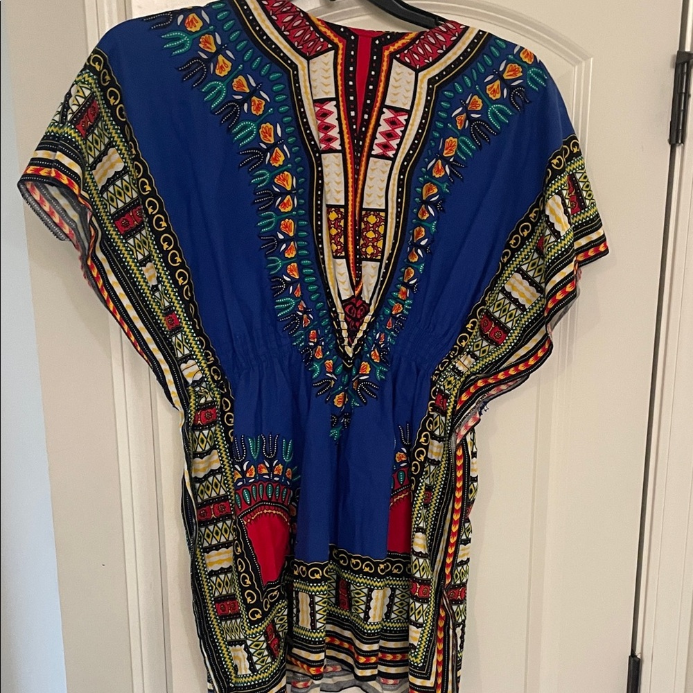 Women’s Dashiki Blue Patterned Top - Picture 3 of 5